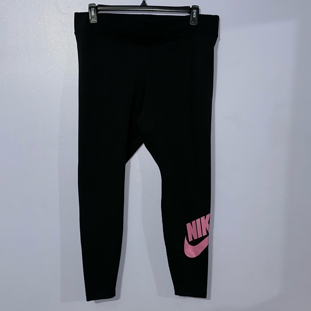 Nike Tight Fit Regular Length Pink Logo Leggings